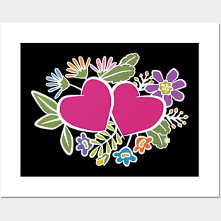 Floral Hearts Posters and Art